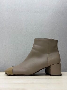 Tory Burch Grey Leather Shelby Ankle Boots Size 10